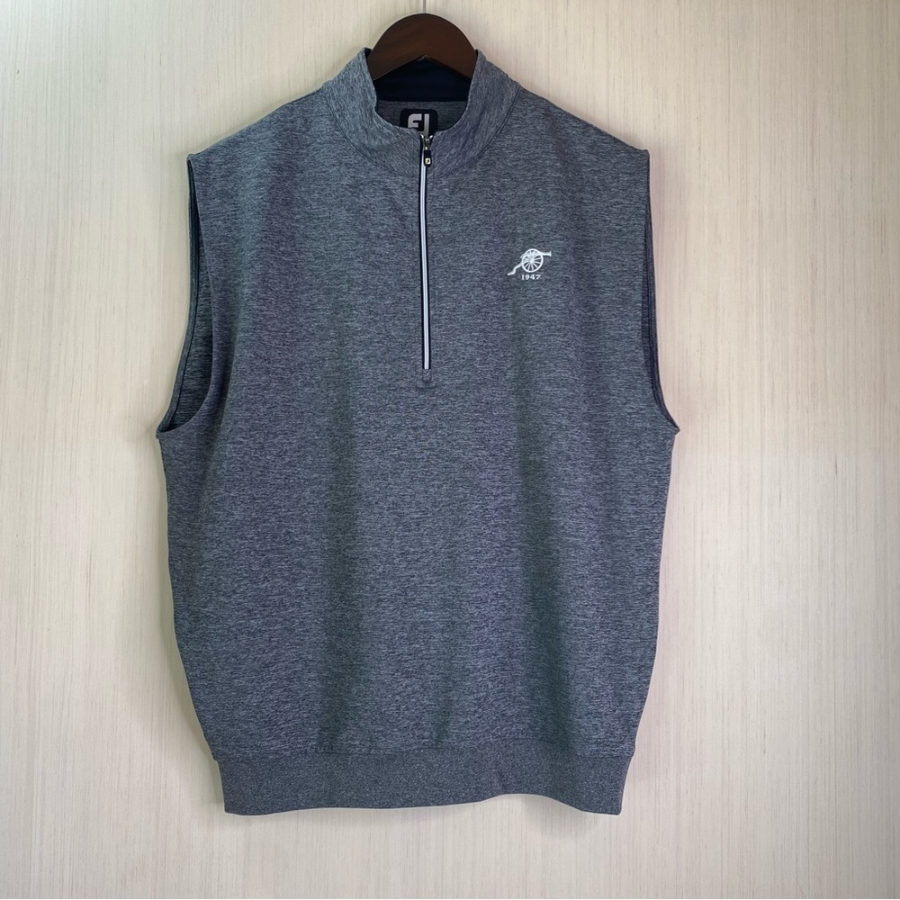 FootJoy Golf Performance Vest Men's Gray 1/4 Zip Pullover Logo Size Medium